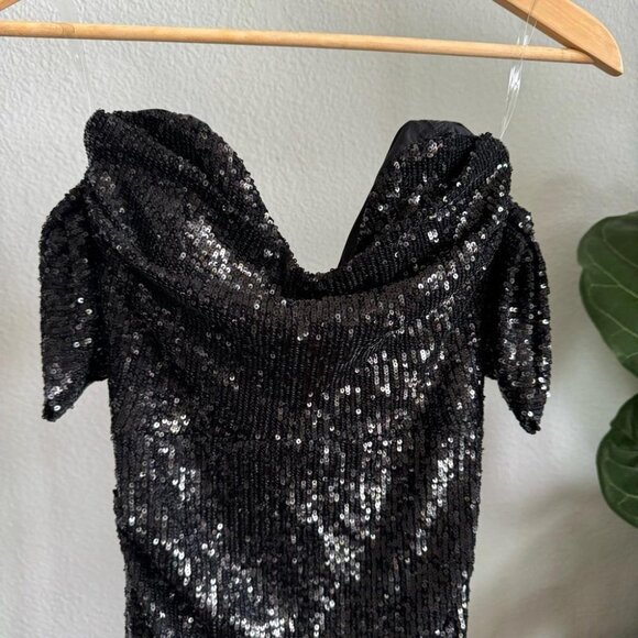 Nookie Black Sophia Mini Dress Sequin Off the Shoulder Size S NWT - Picture 5 of 11